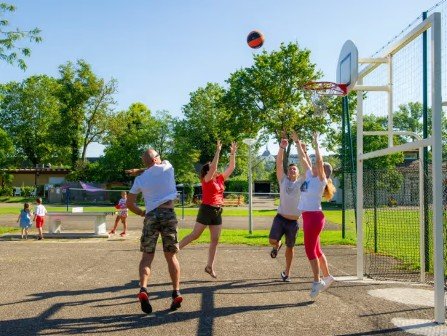 Basketball court at L'ile Du Rhin Campsite