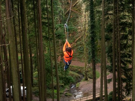 Zip wire at Bluestone National Park Resort