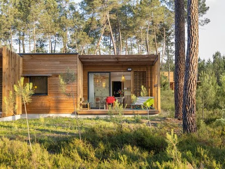 Lodge at Center Parcs Les Landes de Gascogne in summer