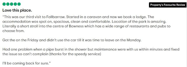 TripAdvisor review of Fallbarrow Holiday Park