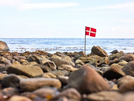 Flag on beach at Center Parcs Nordborg Resort in Denmark