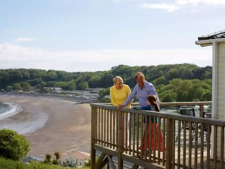 Caravan near beach at Haven Lydstep Beach Holiday Park