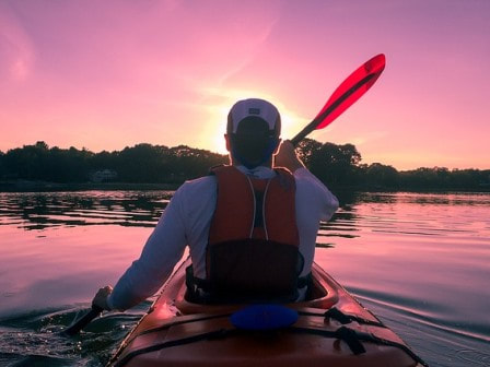 Kayaking at sunset