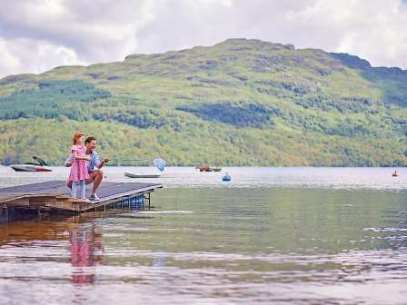 Family at Loch Lomond Holiday Park