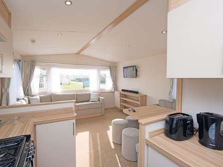 Inside caravan at Nairn Lochloy Holiday Park