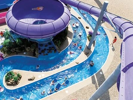 Outdoor swimming pool with space bowl at Haven Cleethorpes Beach (previously called Haven Thorpe Park)