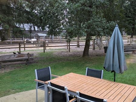 Outdoor seating at Center Parcs Erperheide in Belgium