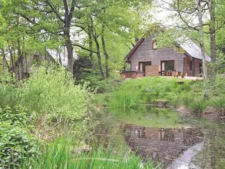 Lake and lodge at Ramshorn Estate