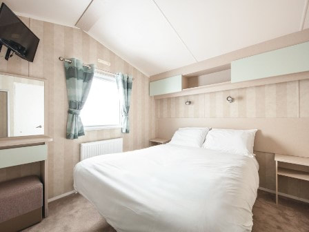 Bedroom in Signature caravan at Perran Sands