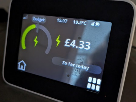 Smart meter showing £4.33