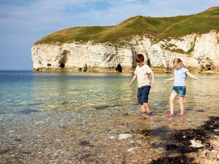 Paddling at Thornwick Bay