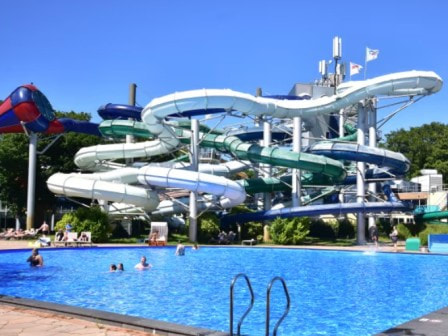 Flumes and swimming pool at Duinrell Holiday Park