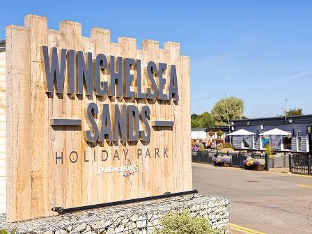 Winchelsea Sands Holiday Park entrance sign